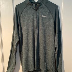 Nike running mens dri fit 1/4 zip green